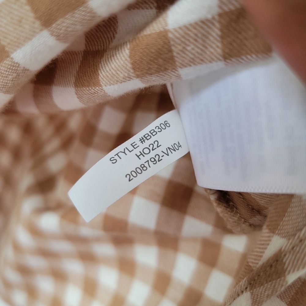 J. CREW Gingham Checked Camel White Long Sleeves Size X-Small - Picture 8 of 10